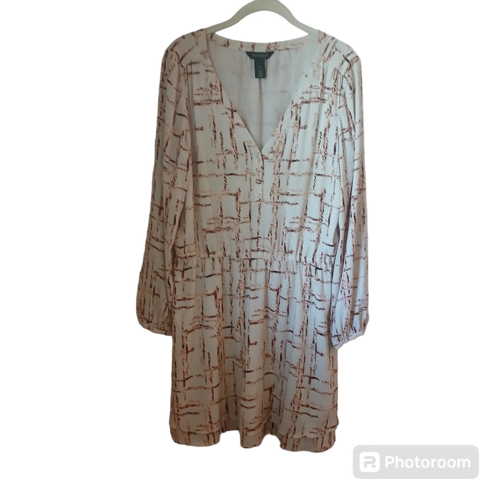 White House Black Market Women's Modern Print Ivory Dress Size 10